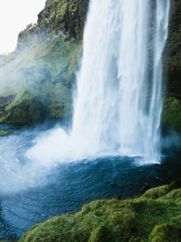 Waterfall and Mossy Rocks iPad Wallpaper