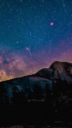 Milky Way Over Mountains Tablet Wallpaper