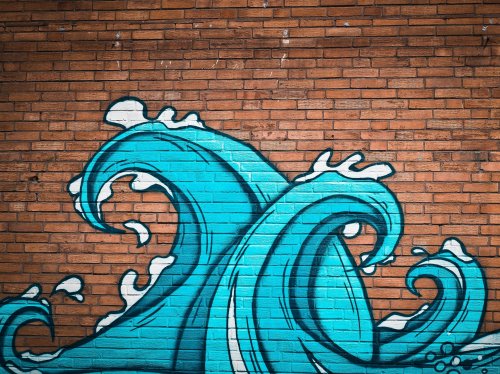 Ocean Waves Street Art  Wallpaper
