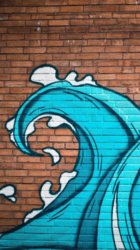 Ocean Waves Street Art Mobile Wallpaper
