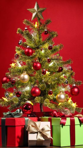 Christmas Tree With Gifts Tablet Wallpaper