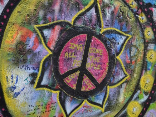Lennon Wall Imagine Peace Flower  Wallpaper
