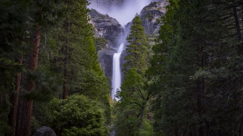 Waterfall in Forest HD Desktop Wallpaper